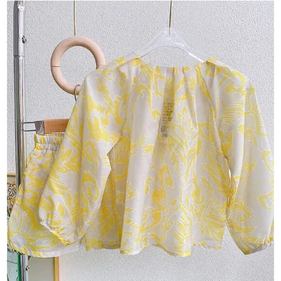 Delia's Kids Toddler Casual Tiny Flower Print Long Sleeve Shirt Shorts Set - Picture 3 of 4